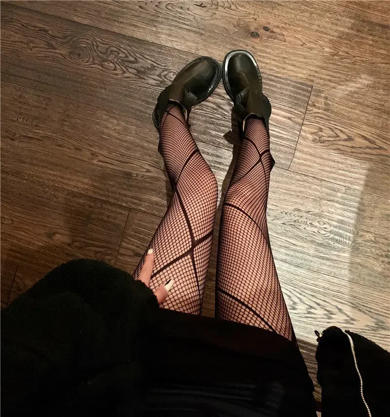 Phong Cách Nhật Bản Nữ Thun Mùa Hè Nylon In Thả Nuôi Gợi Cảm Gothic Đàn Hồi Thông Minh Liền Mạch Fishnet Lưới Quần Cao Sock