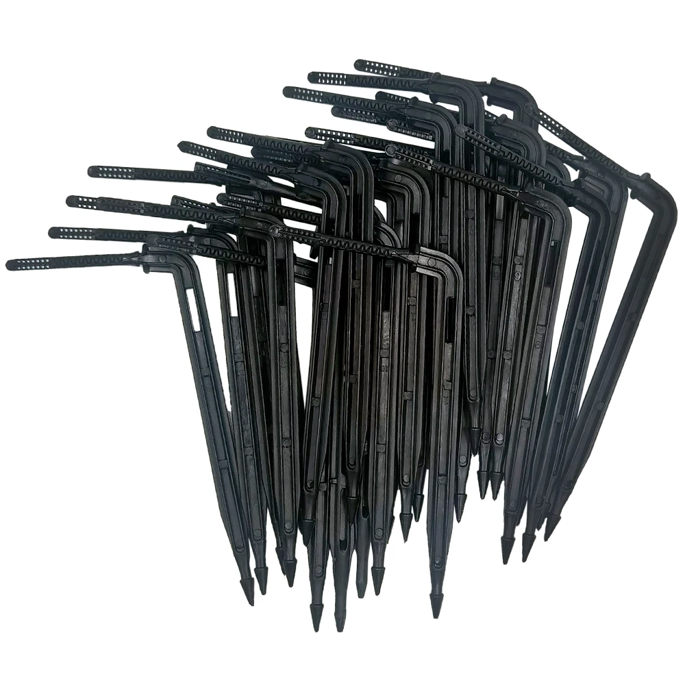 Kit de riego por microgoteo para jardín, 50 piezas con curva de gotero de flecha, emisor compatible con manguera de 3/5mm, ahorro de riego de flores
