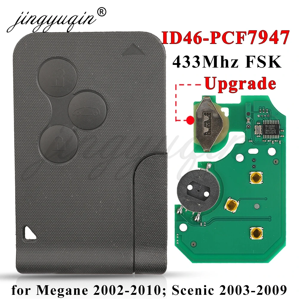 jingyuqin Dla 2003 2004 2005 2006 2007 2008 Renault Megane II Scenic II Grand PCF7947A 433Mhz ID46 Chip Remote Car Key Card