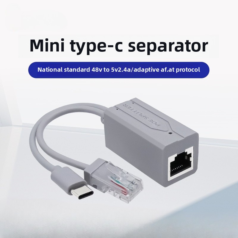 Разветвитель POE 100 Мбит/с, 48 В до 5 В, стандартный изолированный модуль питания USB Type-C, разветвитель POE
