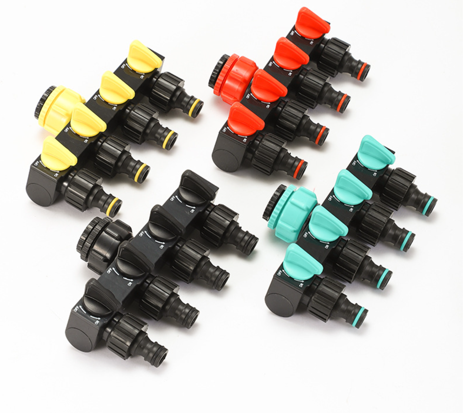 Divisores de agua de 4 vías, rosca de 1 "a 3/4" a 1/2 ", rosca estándar europea, conector de riego para jardín, válvula de accesorios