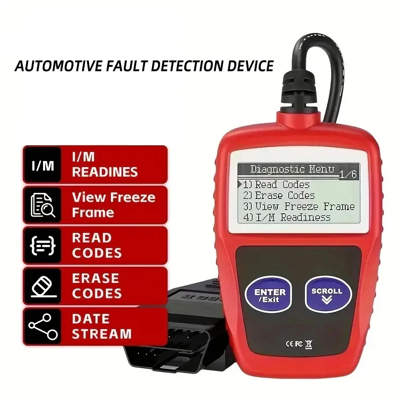 Ferramenta de diagnóstico de scanner OBD2, leitor de código e reinicialização com dados ao vivo para todos os carros/caminhões/SUVs, ferramenta transparente de código de falhas universal