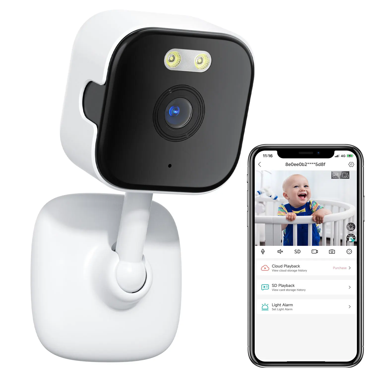 Mini telecamera IP WiFi da 5 MP Rilevazione umana interna Zoom 5X Sorveglianza Baby Monitor CCTV PTZ con supporto app O-Kam pro Scheda SD