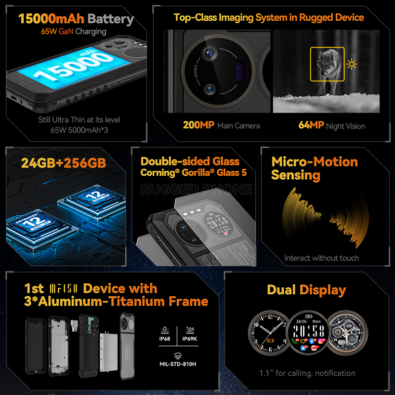 [รอบปฐมทัศน์โลก] IIIF150 B2 Ultra Rugged Machine 15000mAh 120Hz 6.8 ''หน้าจอ 12GB 256GB 200MP Micro-Motion Sensing Dual Display