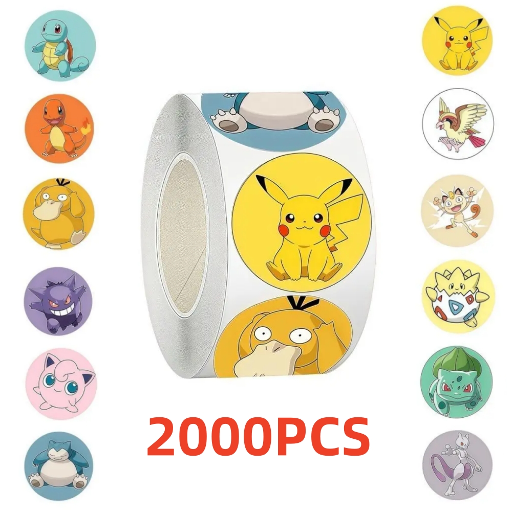 2000 pçs bonito pokemon pikachu rolo adesivos dos desenhos animados anime vedação decoração diy portátil decalque graffiti stiker recompensa presente brinquedo do miúdo