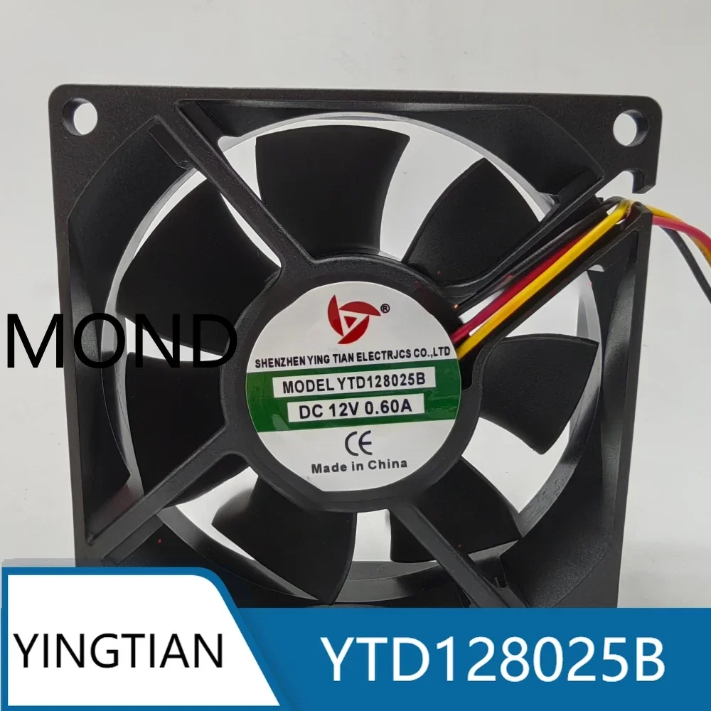 YTD 128025 B YINGTIAN охлаждающий вентилятор, бесшумный корпус, источник питания процессора, квадратный охладитель, радиатор 8 см, 8025, 12 В постоянного тока, 0,60 А, новый