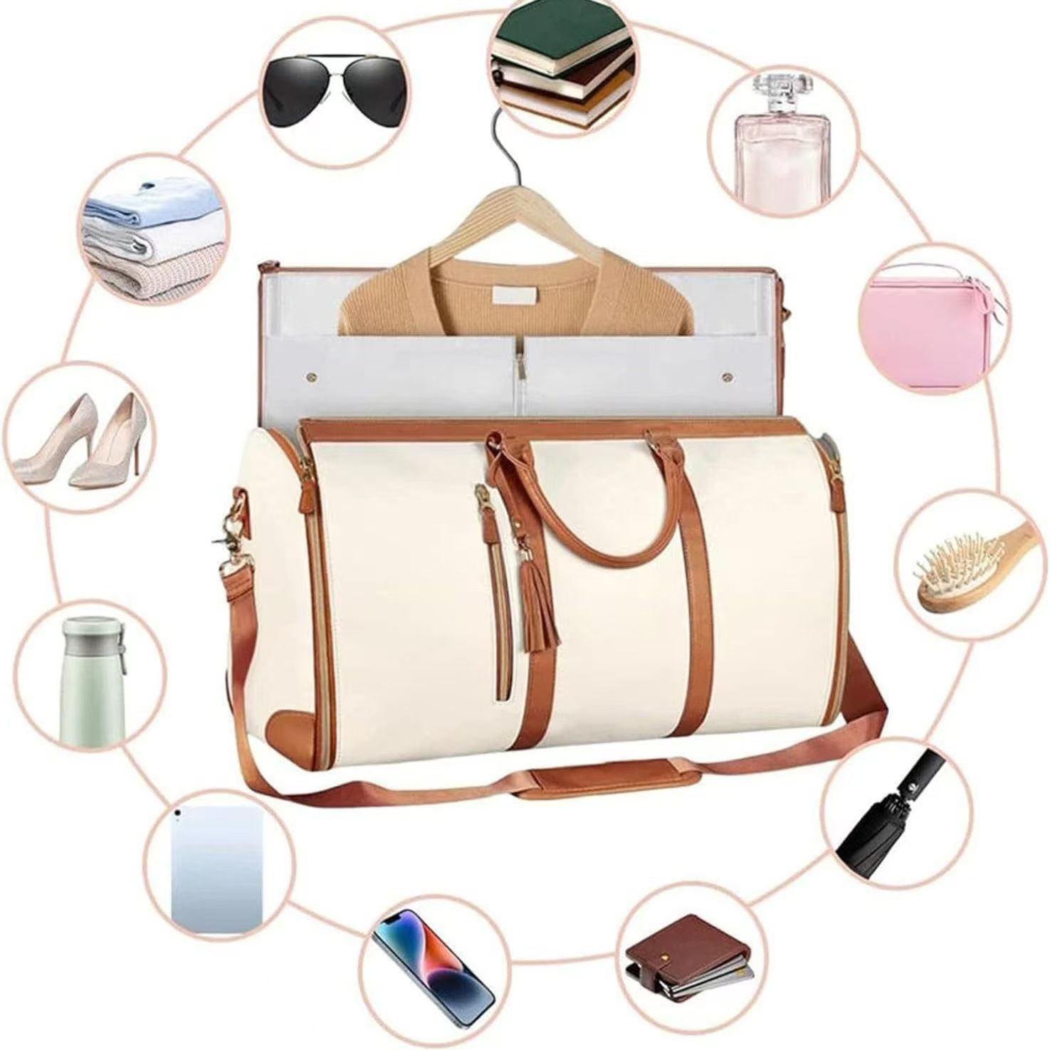 Large Capacity Waterproof Weekend Handbag Portable Convertible Travel Bag Stylish Carry on Duffel Bag Multipurpose Designer