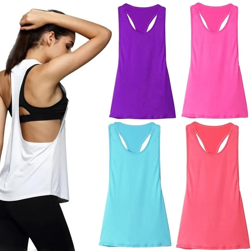 Neues Sport-Oberhemd für Damen, Fitness, Sport-Tanktop, hinten, T-förmig, schnell trocknend, schmal, ärmellos, Lauf-Tanktop, Mantel