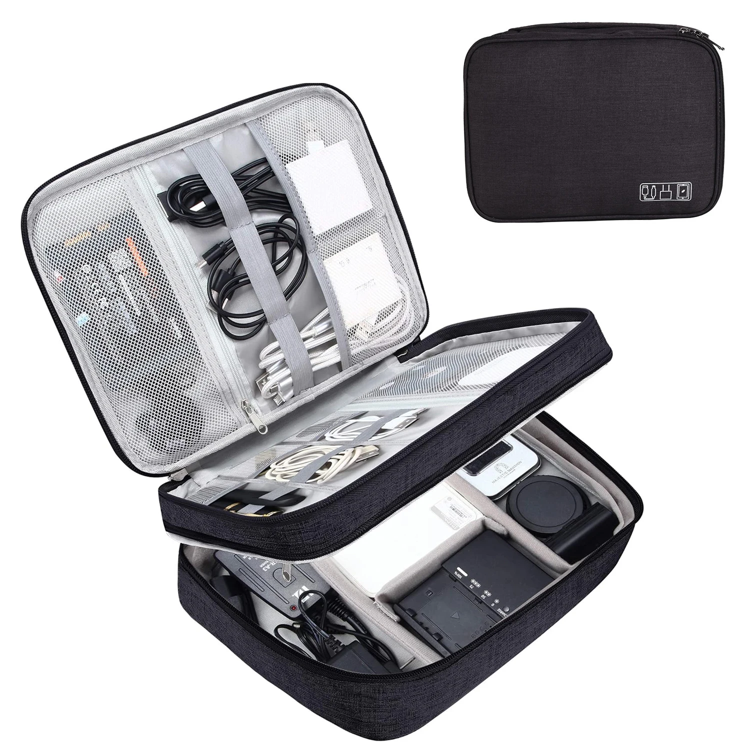 Bolsa de almacenamiento de cables, organizador de accesorios electrónicos digitales impermeables, estuche organizador de cables de viaje portátil para cargador de cables