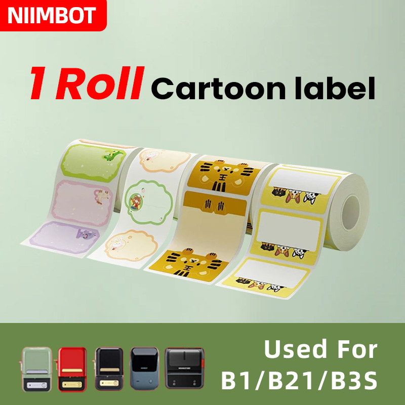 Niimbot cartoon wzór B1/B21/B203/B3S papier do etykiet termiczny wodoodporna naklejka szybki druk inteligentny przenośny drukarka etykiet