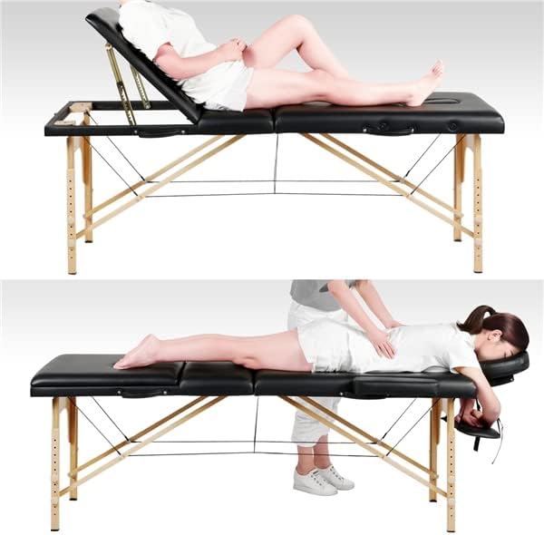 Camilla Masaje Plegable 3 Zonas Profesional Portátil Carga 250kg 213×82cm Altura Ajustable de Madera Haya para