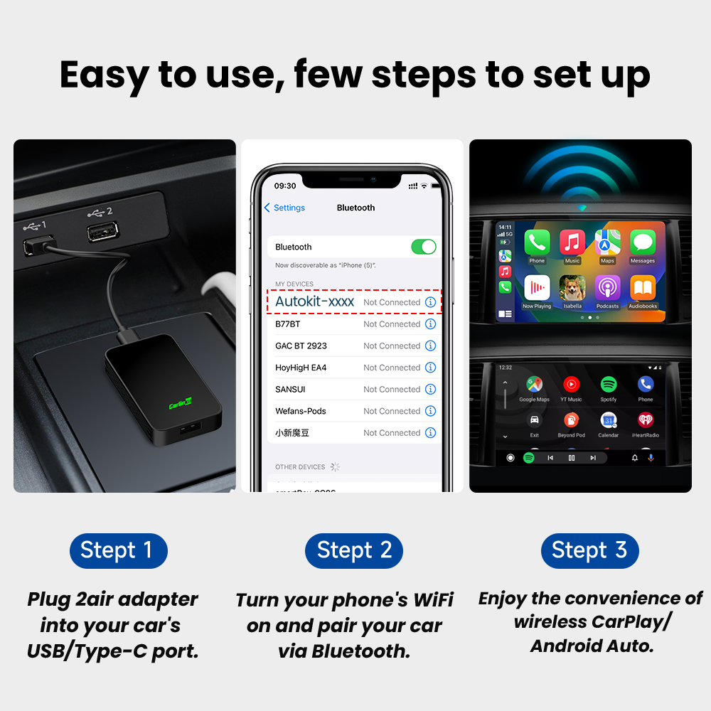 Carlinkit 5.0 2air MINI 5 PRO CarPlay Android Autoแบบมีสายไร้สายอะแดปเตอร์สําหรับรถยนต์อัจฉริยะระบบอัพเกรดBle Wifi