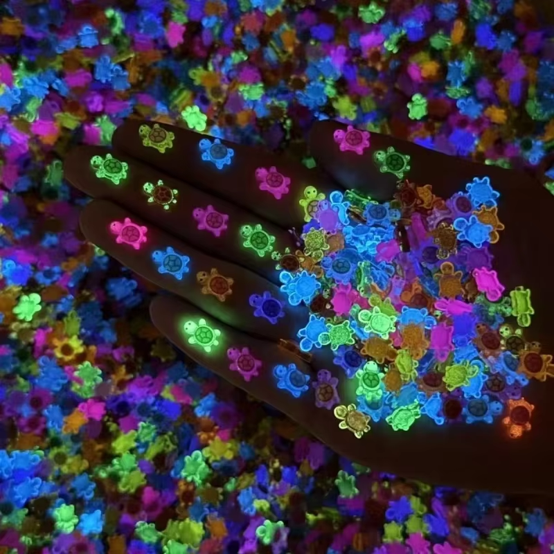 100/500Pcs Mini Luminous Turtle Eight Color Decorative Bead Decoration DIY Accessories Resin Accessories Handmade DIY Decoration