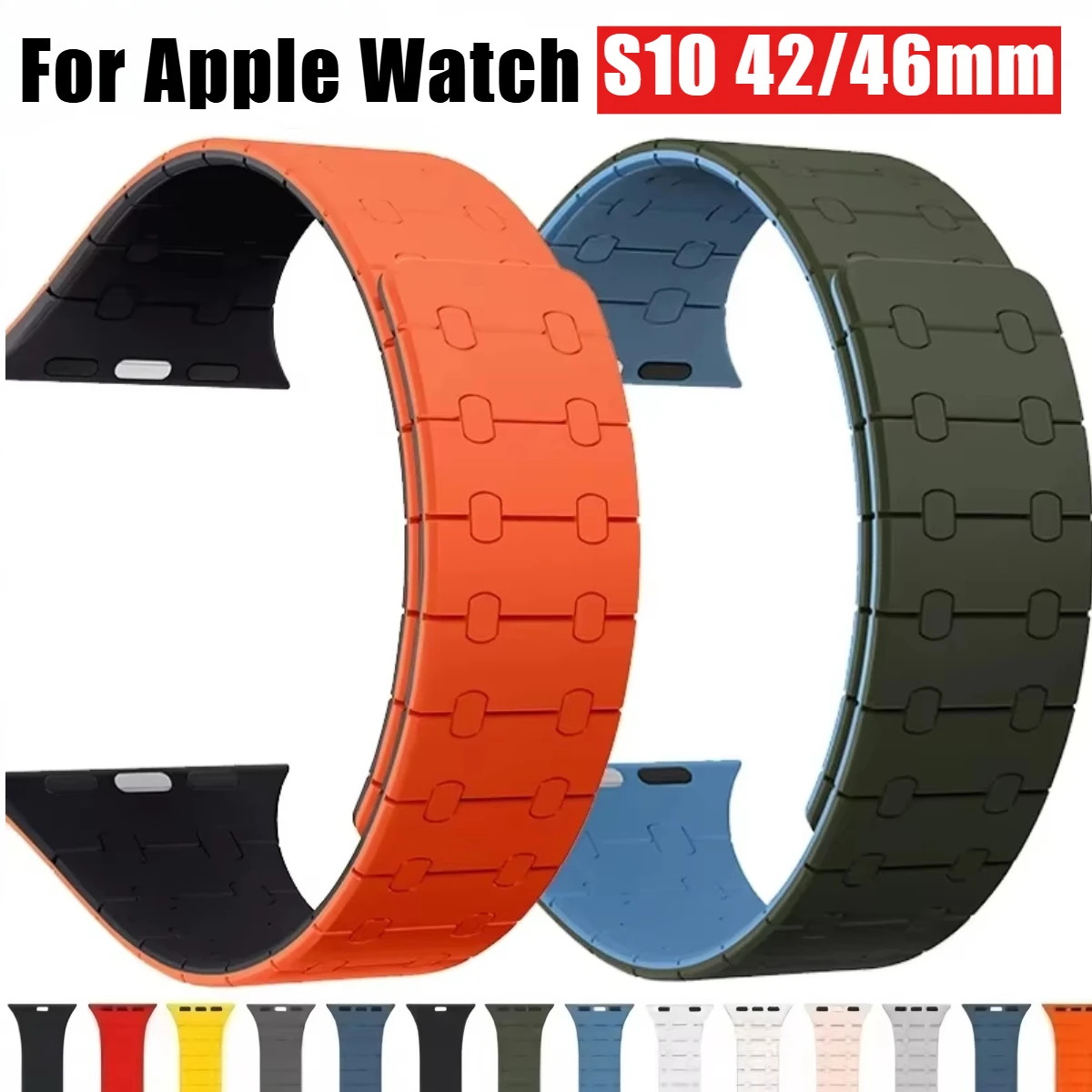 ซิลิโคนแม่เหล็กสําหรับ Apple Watch Ultra Band 49 มม.45 มม.40 มม.สร้อยข้อมือ Correa 41 มม.44 มม.38 มม.42 มม.IWatch Series 10 SE 8 7 6