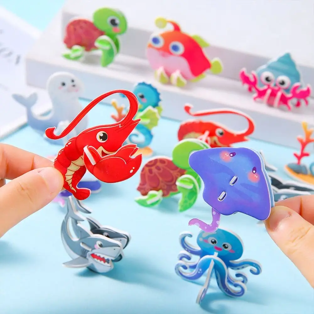 10pcs Cognitive Paper Jigsaw Puzzles Jigsaw Puzzle 3D Sea Animals Children's Early Education Toys