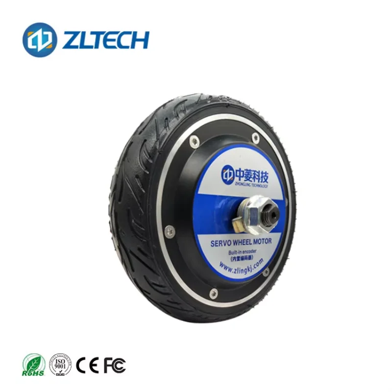 6.5inch 24V 250w Low Speed High Torque 200RPM 6.5 N.m 150kg AGV Load Gearless Hub Servo Motor With CE Approval