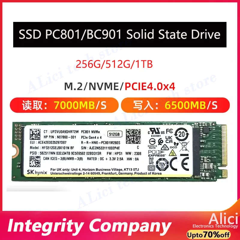 Original SSD  PC801/ BC901 512G 1T 256G 2280 PICE4.0 NVME notebook M.2 solid-state drive BC711