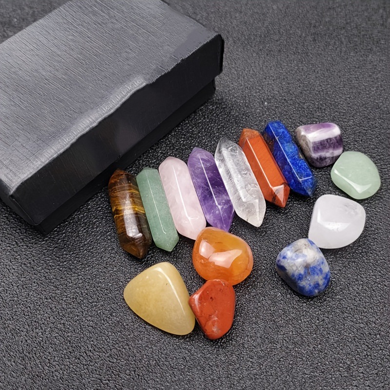 14 pezzi di pietre curative Chakra di cristallo di quarzo a punta e set di cristalli esagonali gemme di quarzo rosa per l'arredamento della camera da letto della meditazione