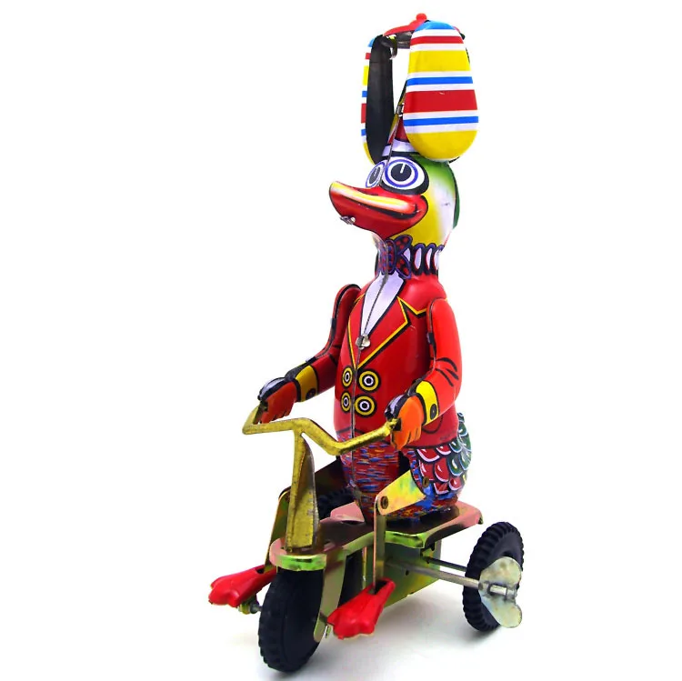 [[Ngộ Nghĩnh] Trưởng Thành Bộ Sưu Tập Retro Gió Lên Đồ Chơi Kim Loại Tín Vịt Trên Xe Đạp Robot Cơ Đồng Hồ Đồ Chơi Hình Mẫu trẻ Em Quà Tặng Bé Gái