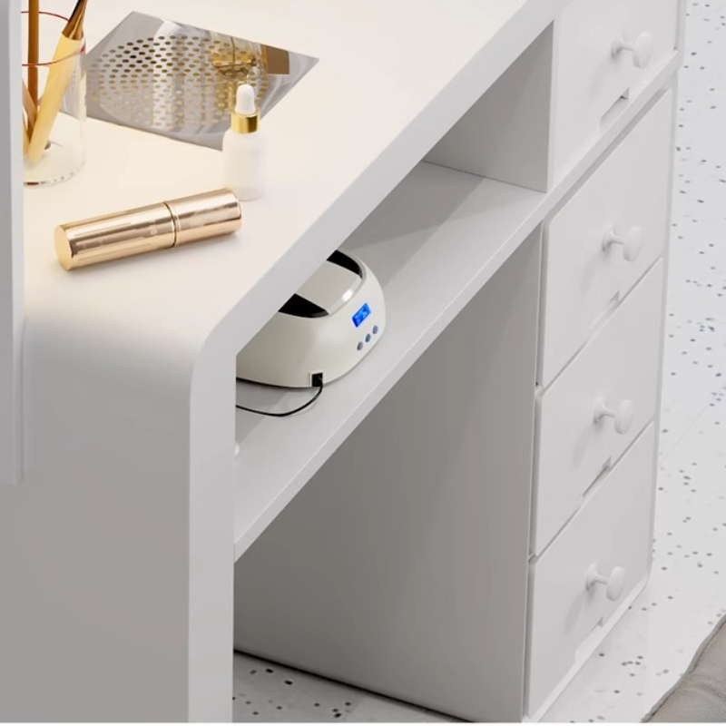 White Drawers Nail Table Storage Large Collector Designer Nail Table Storage Lamp Mesas De Manicurista Professional Furniture