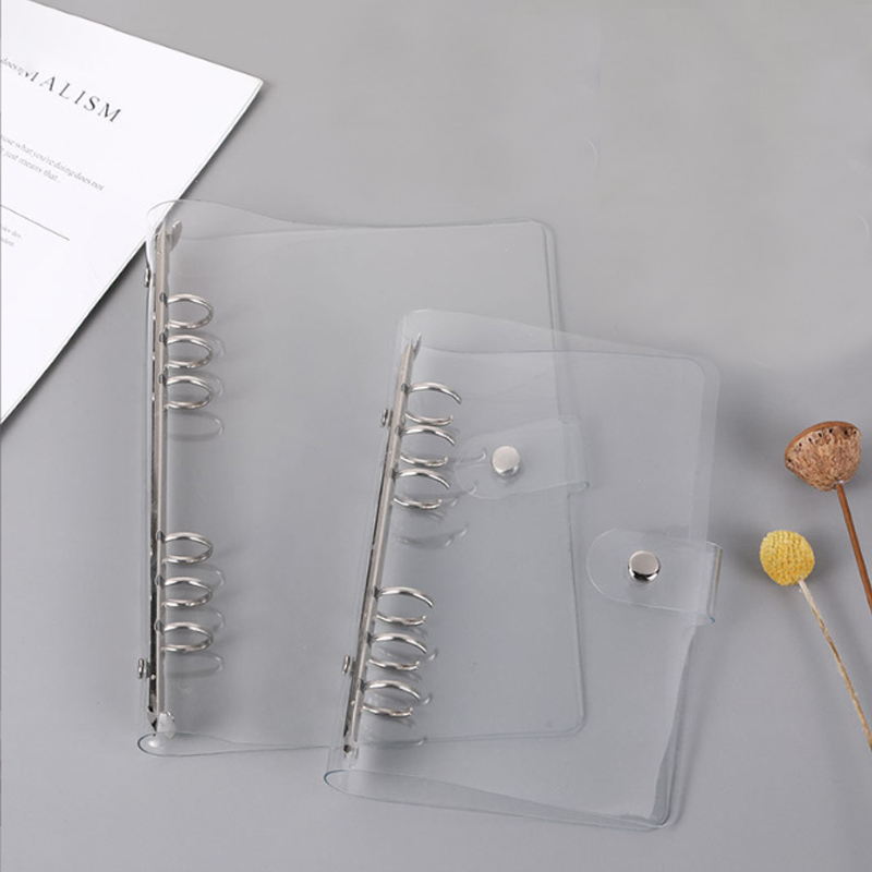 Carpeta de archivos con Clip de plástico de Color transparente, carpeta de anillas de hojas sueltas para cuaderno, Agenda, suministros escolares y de oficina