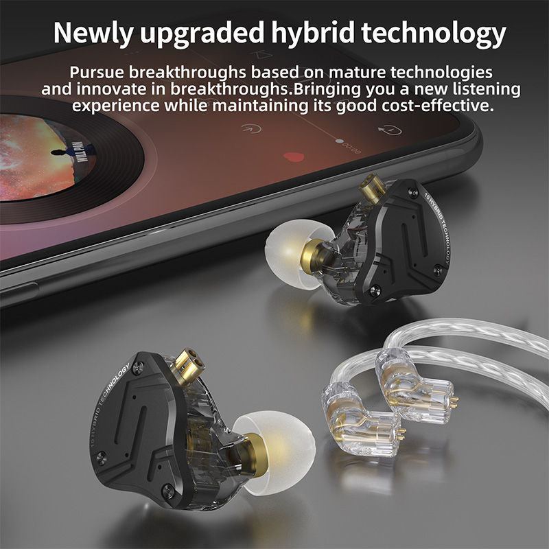 KZ ZS10 Pro x HIFI หูฟังอินเอียร์หูฟังแบบอินเอียร์หูฟังตัดเสียงรบกวนแนวสปอร์ตทำจากโลหะ