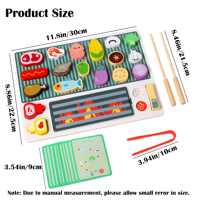 Ensemble de jouets de barbecue en bois, expérience de cuisson Montessori, nourriture de Simulation de Barbecue, jouets de maison de jeu en bois, cadeau pour enfants
