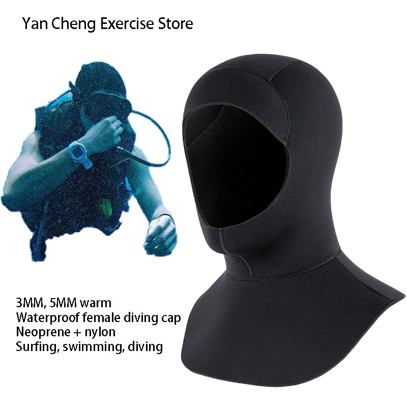 Gorro de neopreno de 3mm y 5mm, gorro de natación con hombro para hombres y mujeres, protege la cabeza, buceo, pesca submarina, capucha, casco de Surf, accesorio