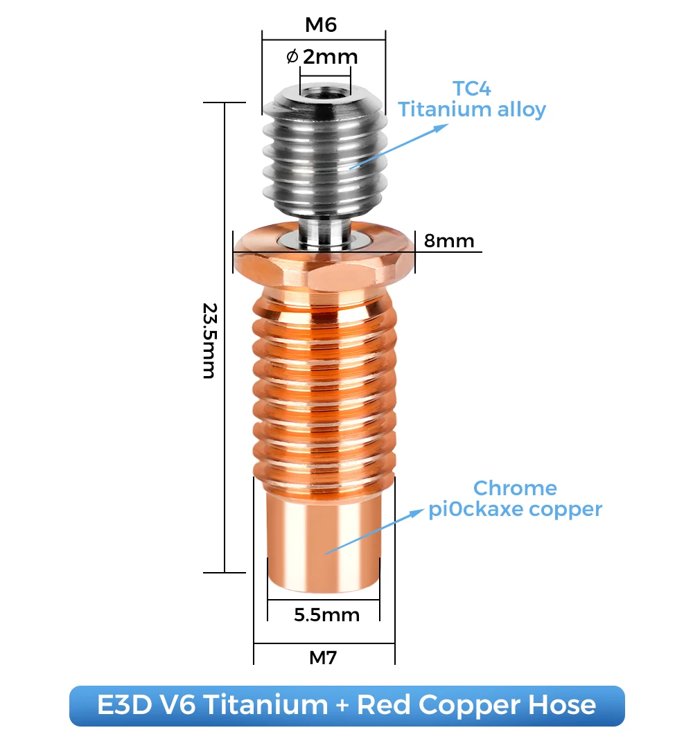 ヒートブレイクe3d v6チタン合金銅,ホットエンド,ヒーターブロック,プリンター部品cr10s cr6 se