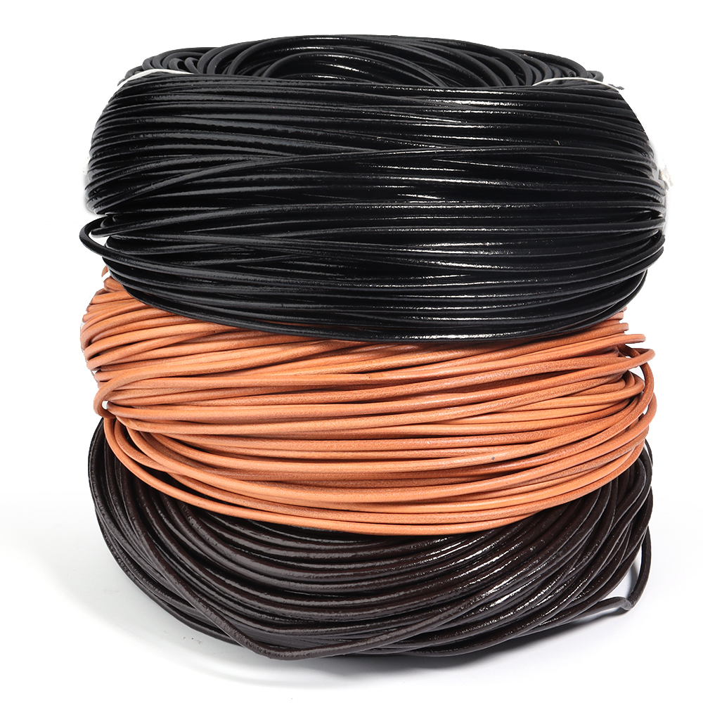 2-5 jardas 100% couro de vaca genuíno redondo tanga cabo de couro corda para diy colar pulseira diy jóias fazendo