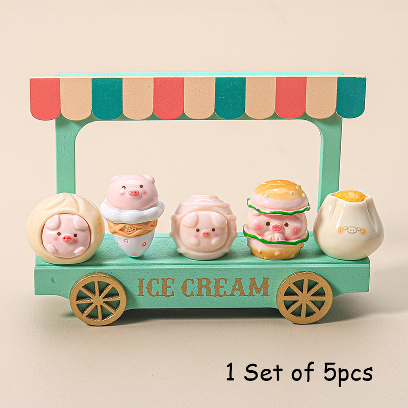 ミニ豚スナックバー,ミニデスクトップフィギュアセット,漫画の装飾品,樹脂アクセサリー