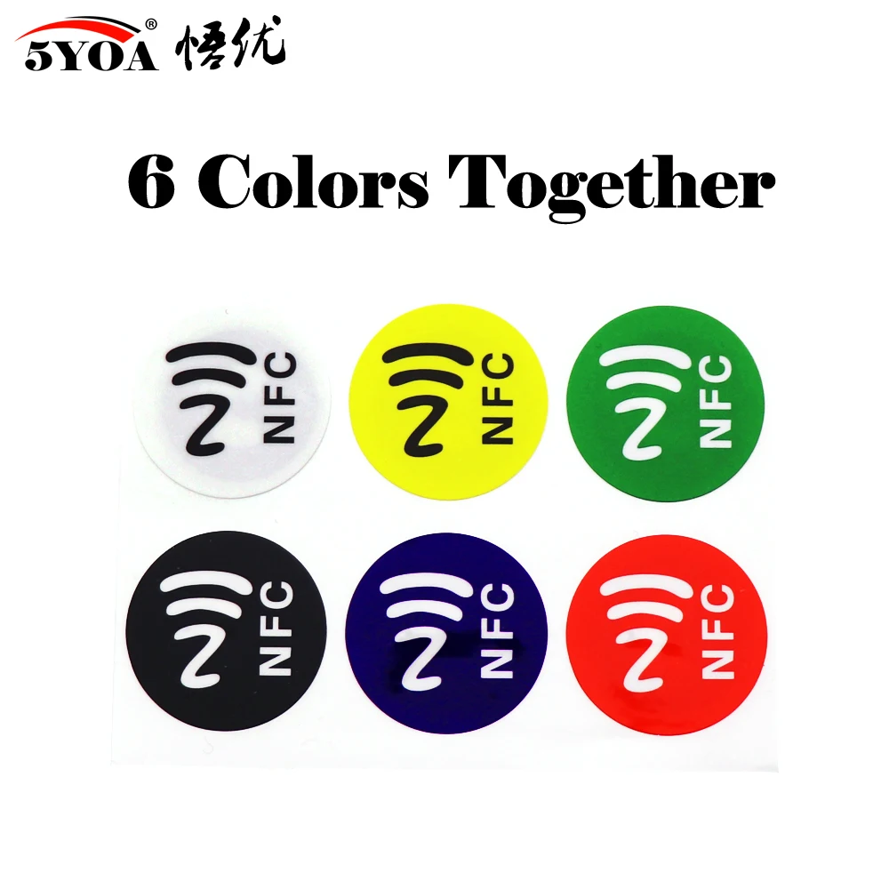 6 uds NFC Ntag213 Ntag215 Ntag216 etiqueta adhesiva 213 13,56 MHz etiqueta Universal RFID Token Patrol ultraligera