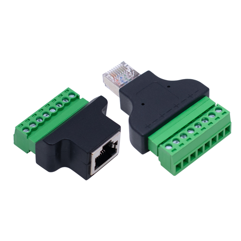 RJ45 สกรูบล็อก 8p ethernet RJ45 ชายหญิง 8 พินสกรูอะแดปเตอร์เครือข่ายสําหรับกล้องวงจรปิด DVR