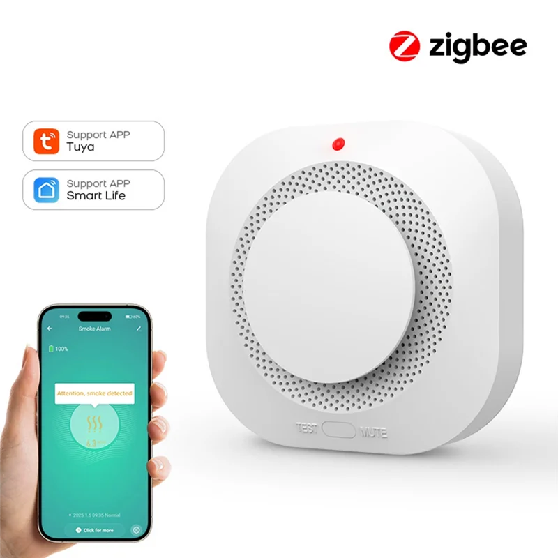B50B-For Home Office Security Tuya Zigbee Smoke Detector Smart Fire Alarm For Home Protection