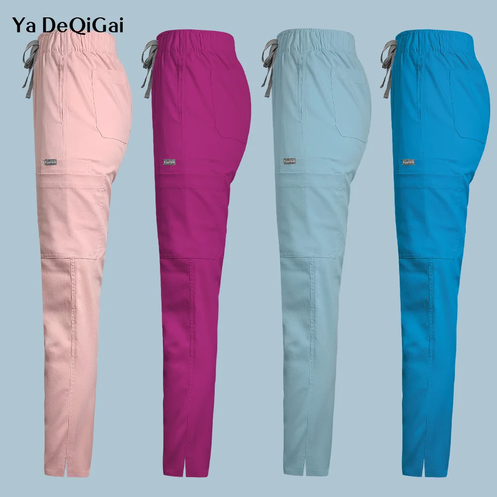 สีทึบขัดกางเกง Lab กางเกงผ่าตัด Unisex หมอและพยาบาลกางเกงทํางานอุปกรณ์เสริมพยาบาลแพทย์กางเกง