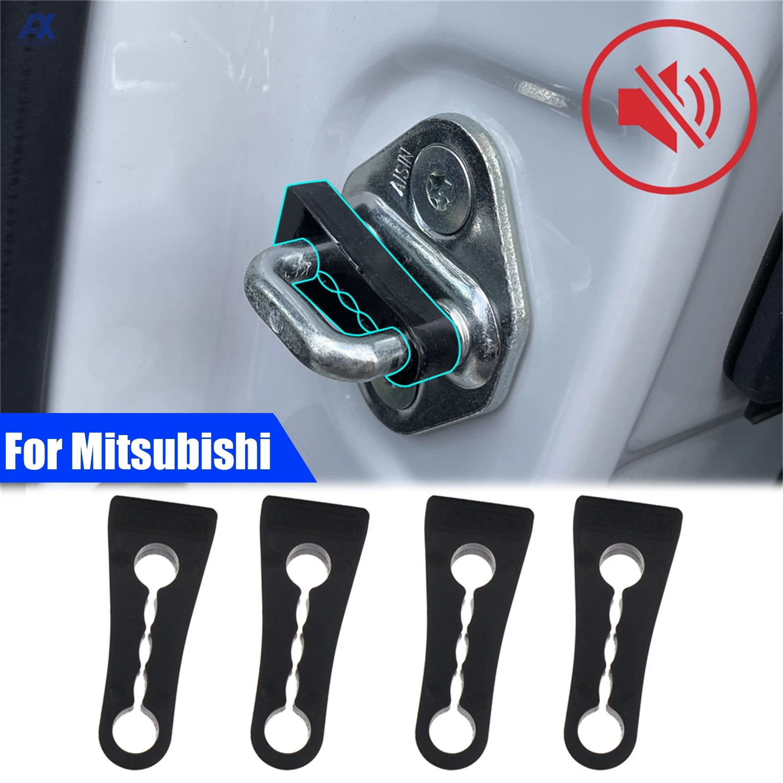 Amortiguador de sonido para puerta, amortiguador de cerradura de puerta, sello de espacio para Mitsubishi Pajero Lancer Outlander ASX Montero Shogun Sport L200 Mirage