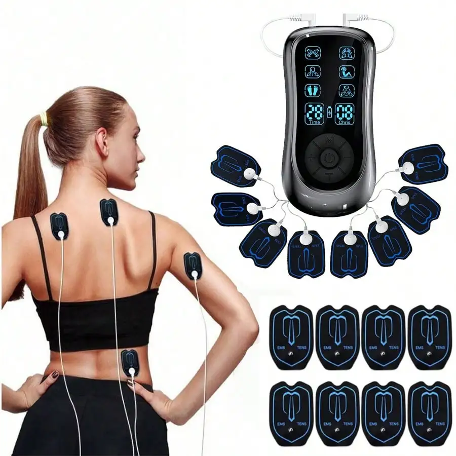 Massageador de pulso Ems & Tens, desintoxicação inteligente de meridianos, massageador de pescoço, mini almofadas de terapia elétrica, massageador de ombro e pescoço