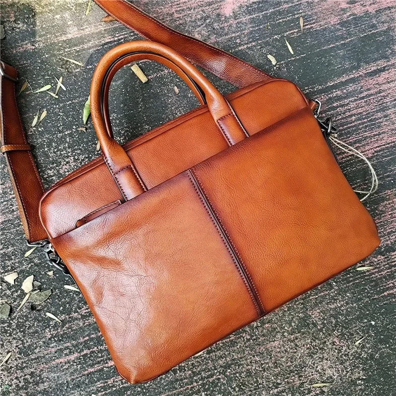 Vintage schwarz kaffee braun vollkorn gemüse gegerbt echtes leder männer a4 umhängetasche portfolio highend m6386