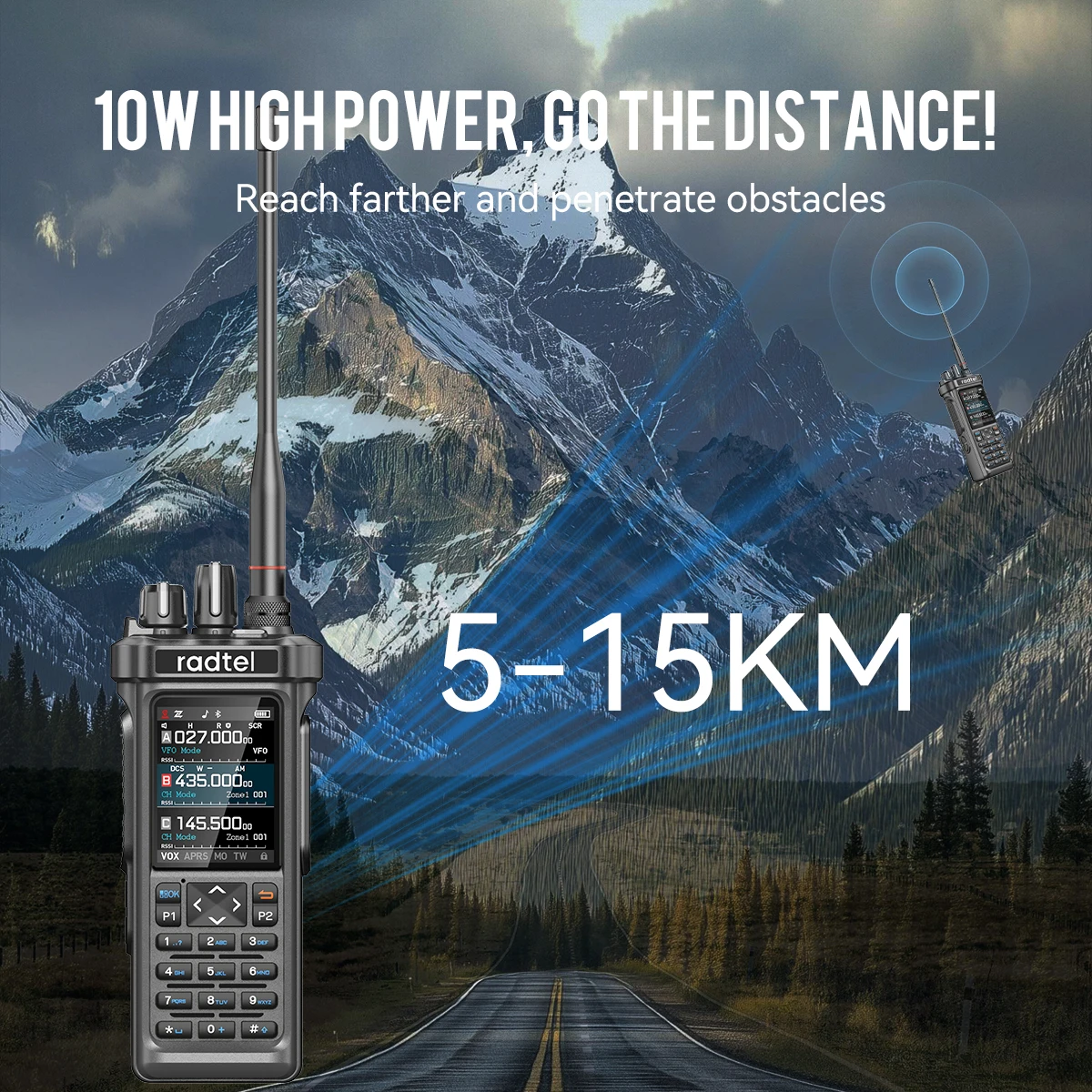 Radtel RT-950 PRO Bluetooth GPS APRS Programmable RGB Screen Frequency FM/SSB+71cm Dual-band 86mhz Ham Handtalkie W/ APP