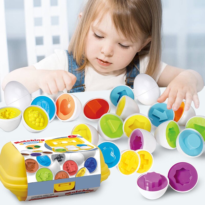 6-teiliges intelligentes Eier-Puzzle-Spielzeug für Kinder, frühe Bildung, erkennt Farbe, Form, passendes Puzzle, 3D-Ei, Montessori, Mathematik