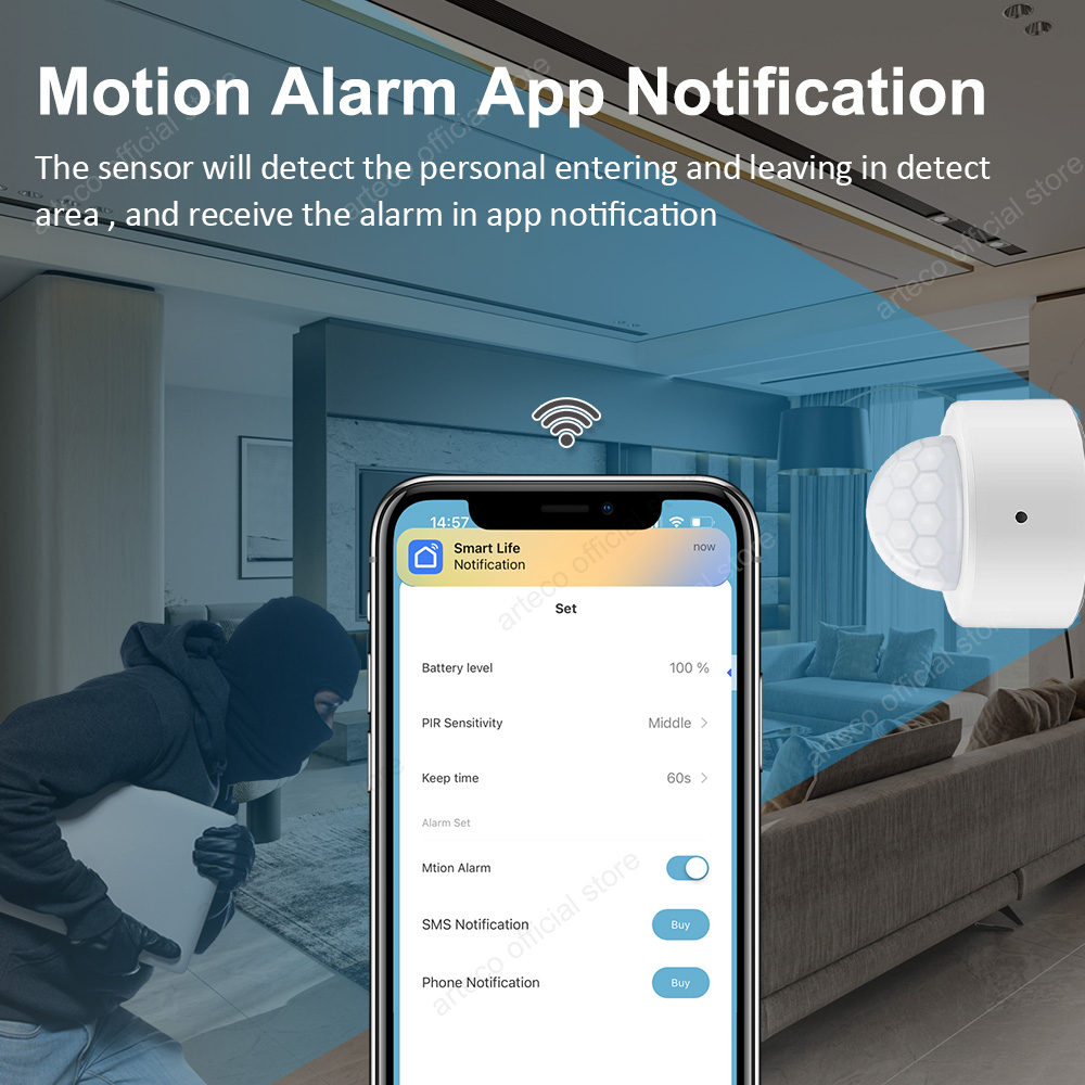 Tuya Zigbee Menselijke bewegingssensor Smart Home Mini PIR-bewegingssensor Infrarooddetector Beveiliging Smart Life Werkt met Alexa Gateway