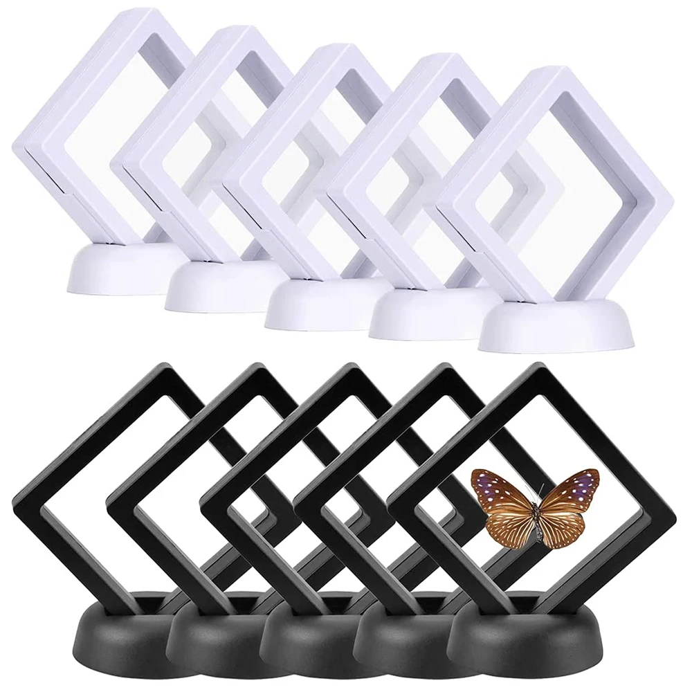 5 Stuks Drijvende Vitrine Frame Ring Ketting Oorbel Verpakking Sieraden Munt Display Standhouder