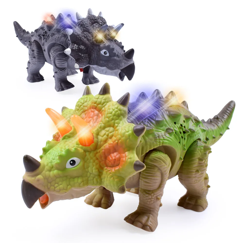 Andando brinquedos modelo do dinossauro para crianças, coleção interativa elétrica, brinquedos modelo animal, presentes de aniversário, triceratops