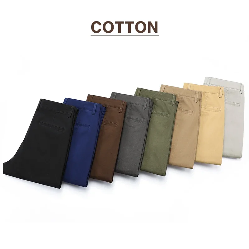 Herren-Freizeithose aus 9 % Baumwolle, Herbstmode, bequem, elastisch, schmal, gerade, Business-Hose, Schwarz, Armeegrün, Khaki
