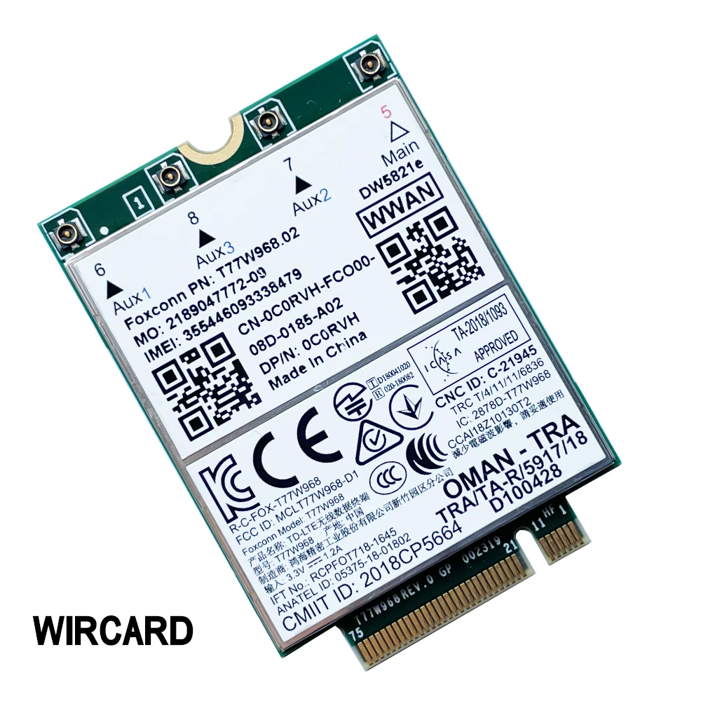 WIRCARD T77W968 DW5821e X20 LTE Cat16 1Gbps FDD-LTE TDD-LTE 4G Module Dành Cho Dành Cho Laptop Dell 5420 5424 7424 7400