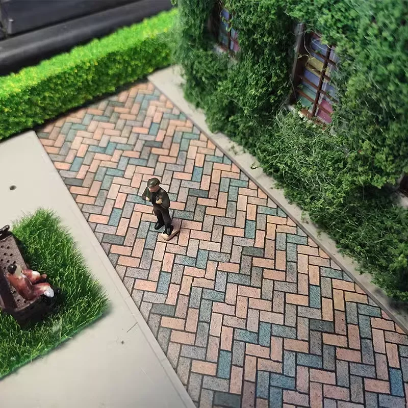 5pcs ผนังจําลองสติกเกอร์พื้นชุดทางเท้าห้องเค้าโครง 1:64 Scale ทรายตาราง DIY สติกเกอร์กาวชุดวัสดุ