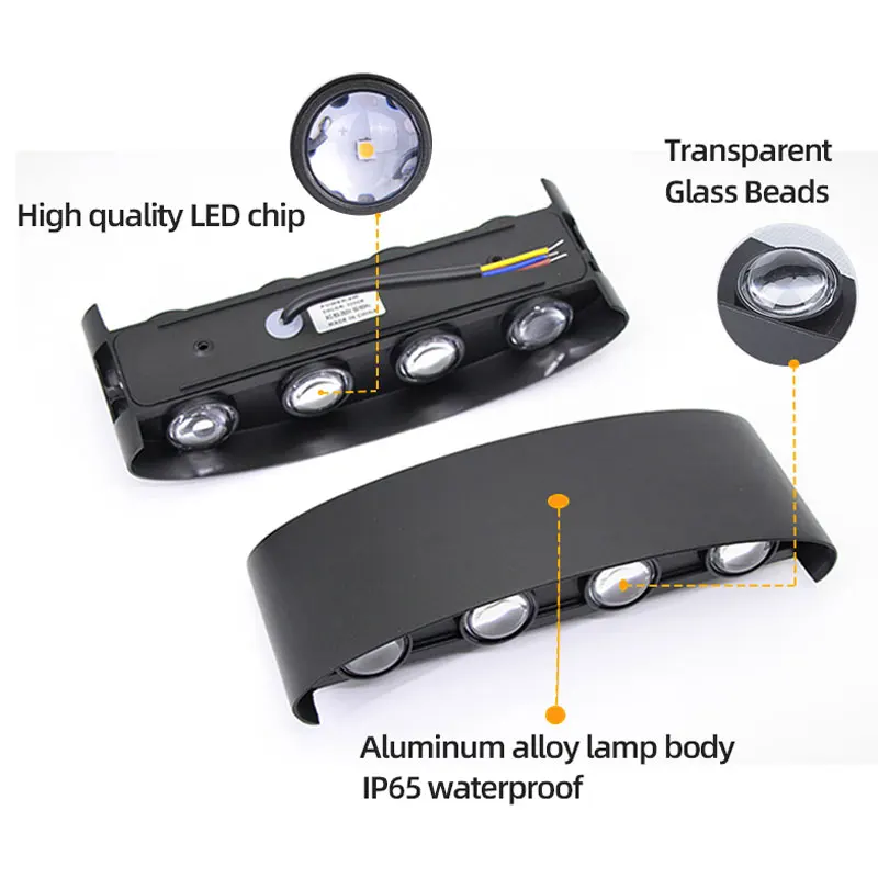 Lên Xuống Đèn LED Dán Tường Chống Nước IP65 Nhôm Bên Trong Đèn Cho Phòng Ngủ Phòng Khách Hành Lang Trong Nhà Chiếu Sáng Ngoài Trời