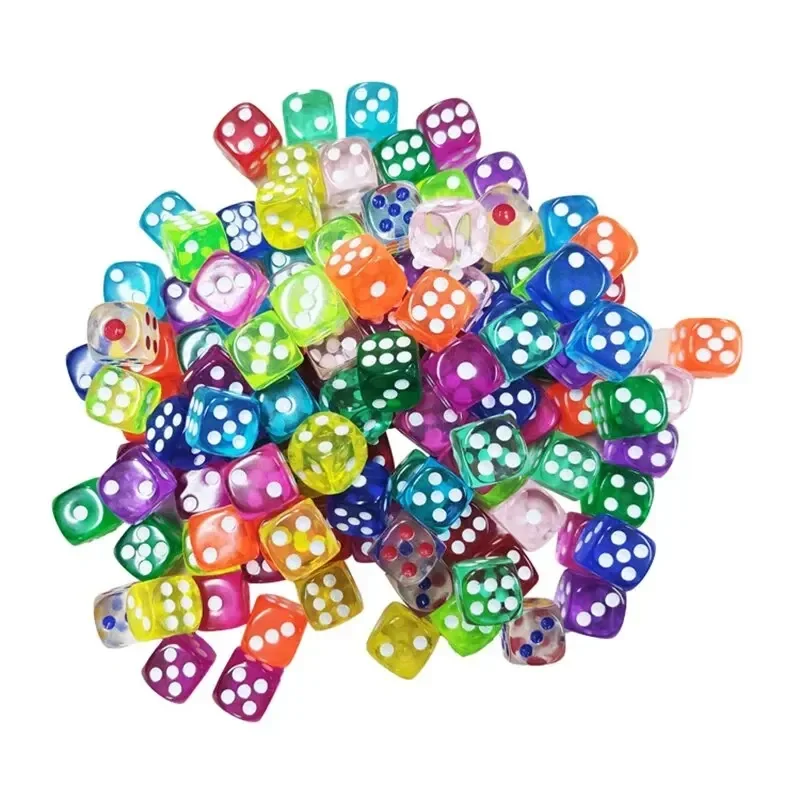 50 STKS 14mm Kleurrijke Transparante Dobbelstenen Set - Afgeronde Rand Bordspel Dobbelstenen voor Tafelblad RPG, D & D, Casino, Party Game dobbelstenen