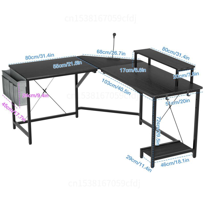 Mesa em forma de l para computador, mesa de competição elétrica tipo l, resistente, prateleira de canto para jogos, para caixa de computador, móveis de escritório