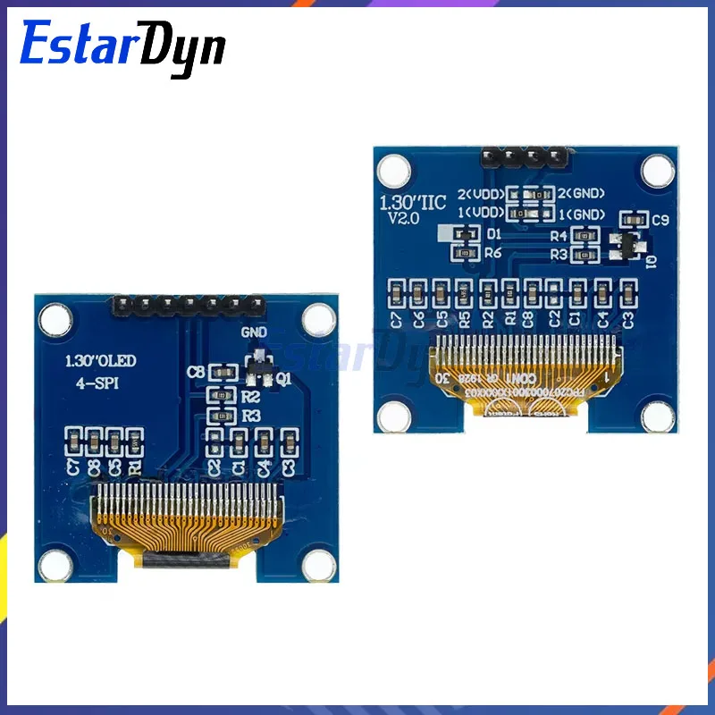 Estardyn RoHS 1,3 polegadas OLEDWhite/Azul SPI/IIC I2C Comunicar Cor 128X64 Módulo de exibição LCD OLED de 1,3 polegadas Módulo OLED de 1,3"